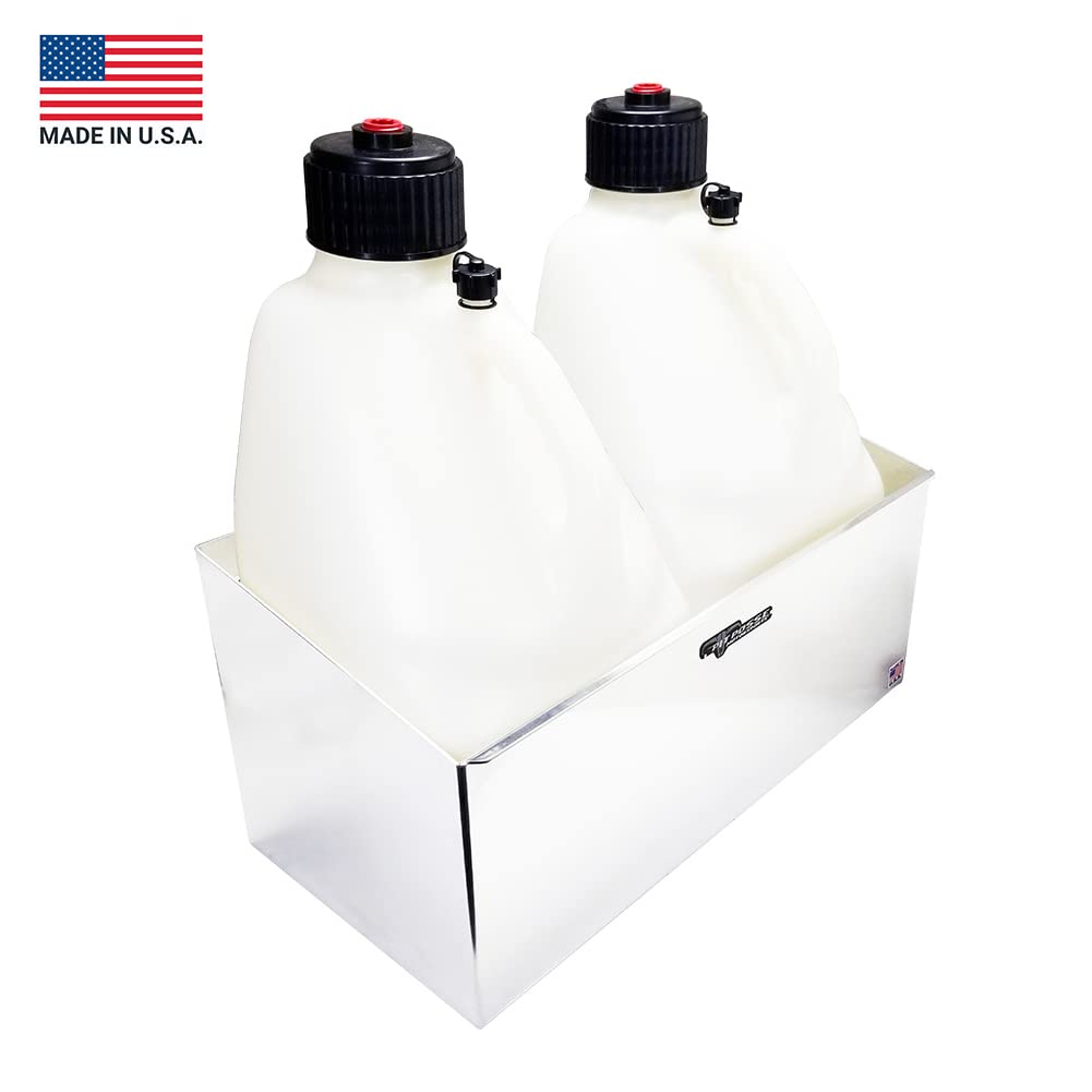 Double Utility Fuel Jug Holder Storage Rack Shelf - Holds Two 5-Gallon Jugs - Anti-Rusting Aluminum M397