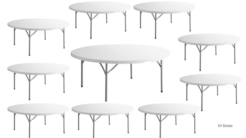 White 72 Inch Round Plastic Folding Table G21352
