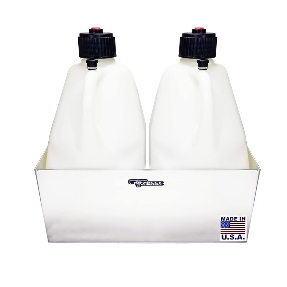 Double Utility Fuel Jug Holder Storage Rack Shelf - Holds Two 5-Gallon Jugs - Anti-Rusting Aluminum M397