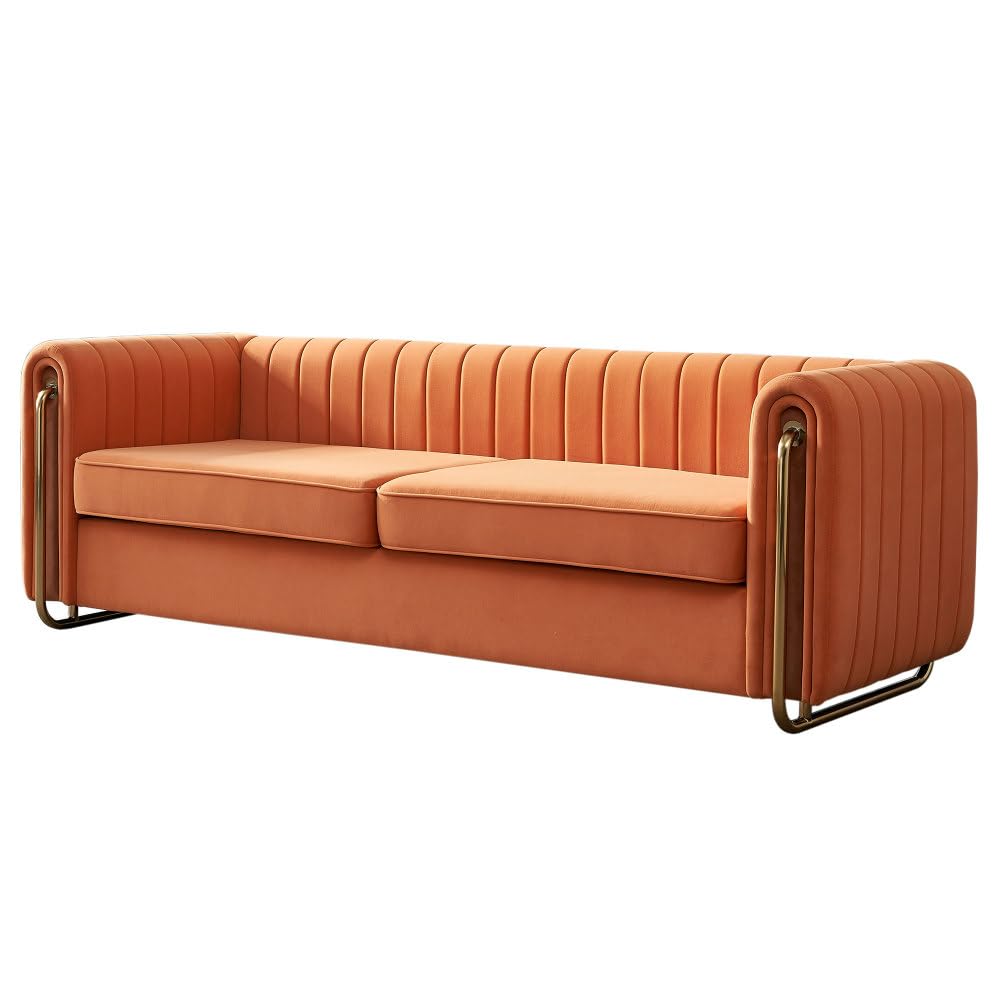 Orange Velvet 3-Seater Sofa U730577
