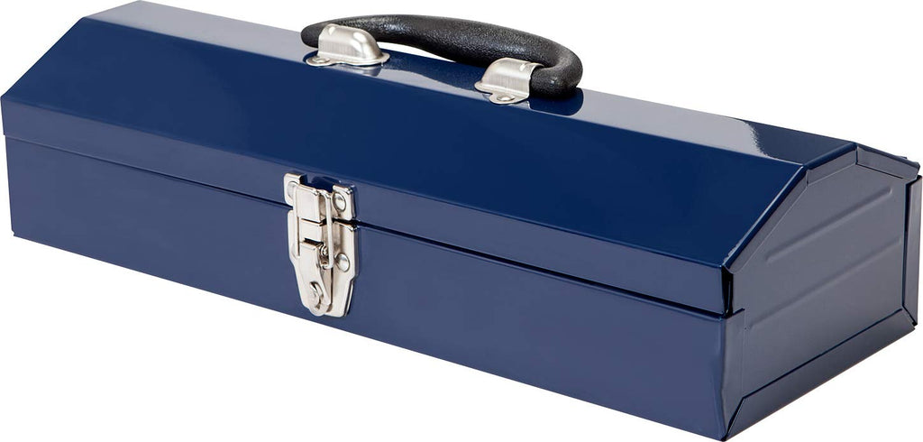 16" Portable Steel Tool Box with Metal Latch Closure, Blue I464
