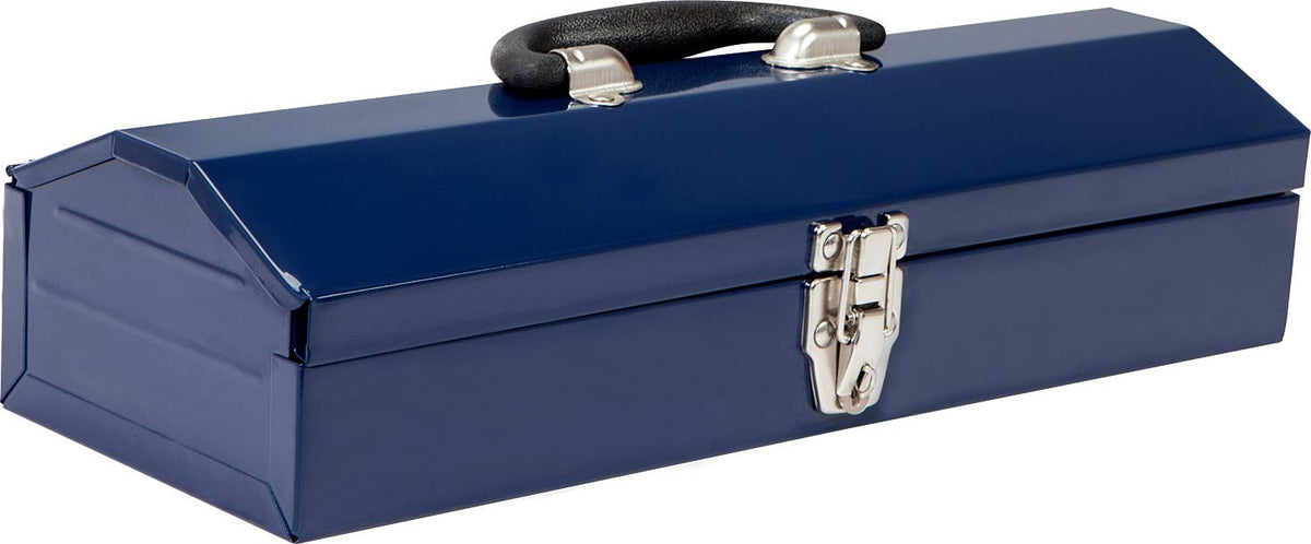 16" Portable Steel Tool Box with Metal Latch Closure, Blue I464