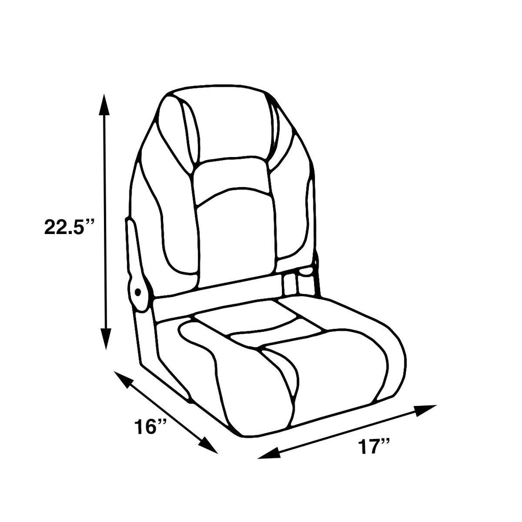 High Back Folding Boat Seats 2 Pack Charcoal Gray M90195