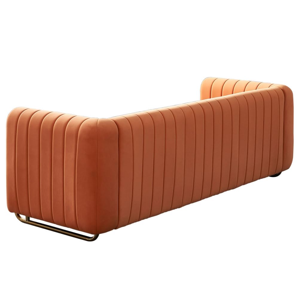 Orange Velvet 3-Seater Sofa U730577