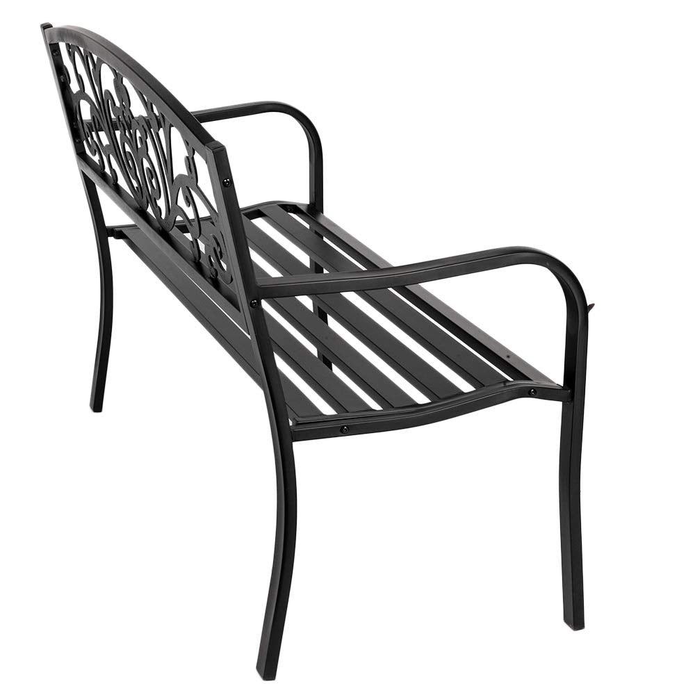 50" Black Metal Patio Bench J617