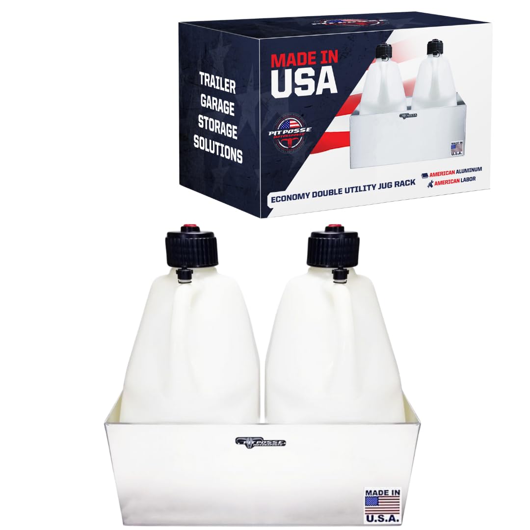 Double Utility Fuel Jug Holder Storage Rack Shelf - Holds Two 5-Gallon Jugs - Anti-Rusting Aluminum M397