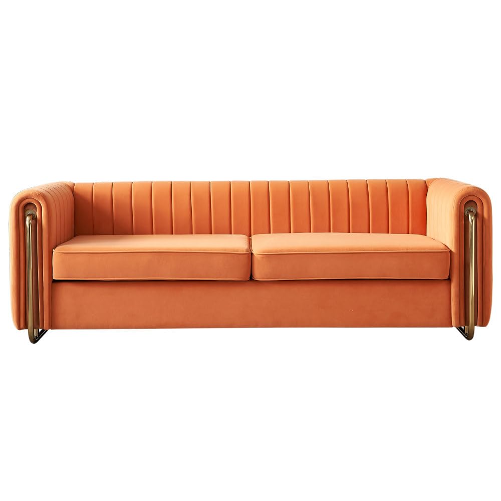Orange Velvet 3-Seater Sofa U730577