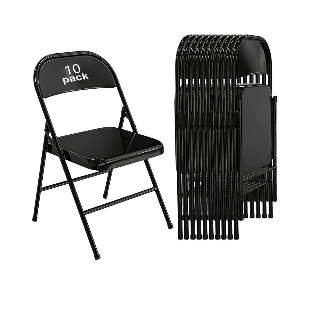 Black Heavy Duty Metal Folding Chairs 10 Pack I86650
