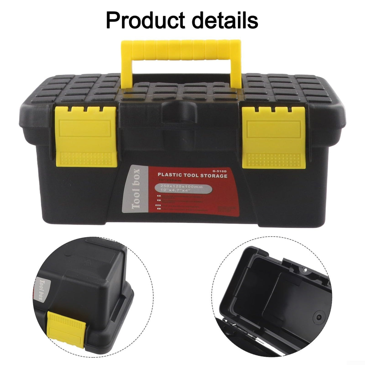 10 Inch Black Plastic Tool Storage Box H821764