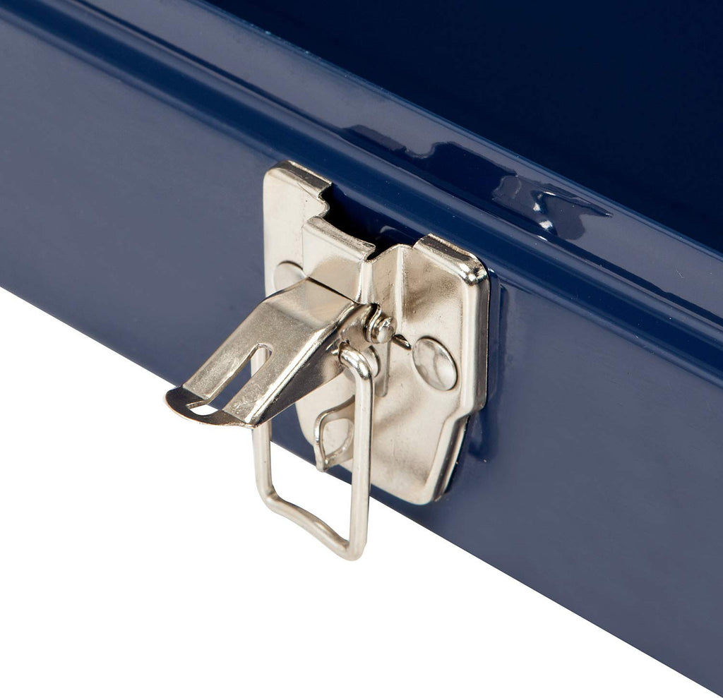 16" Portable Steel Tool Box with Metal Latch Closure, Blue I464
