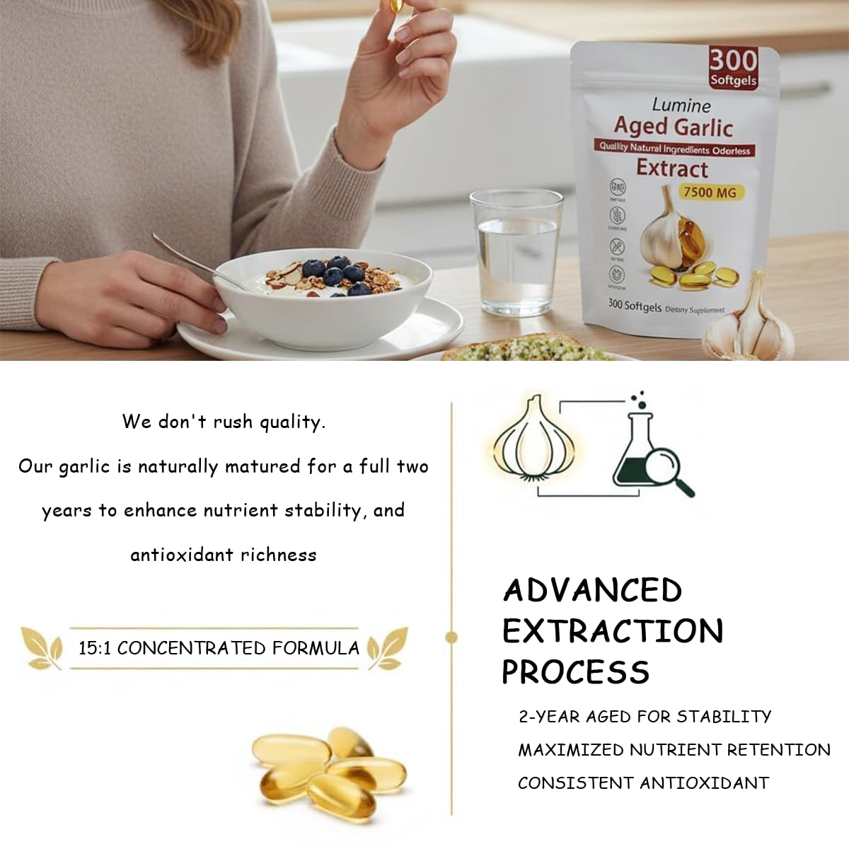 Odorless Organic Aged Garlic Extract Supplement V8443