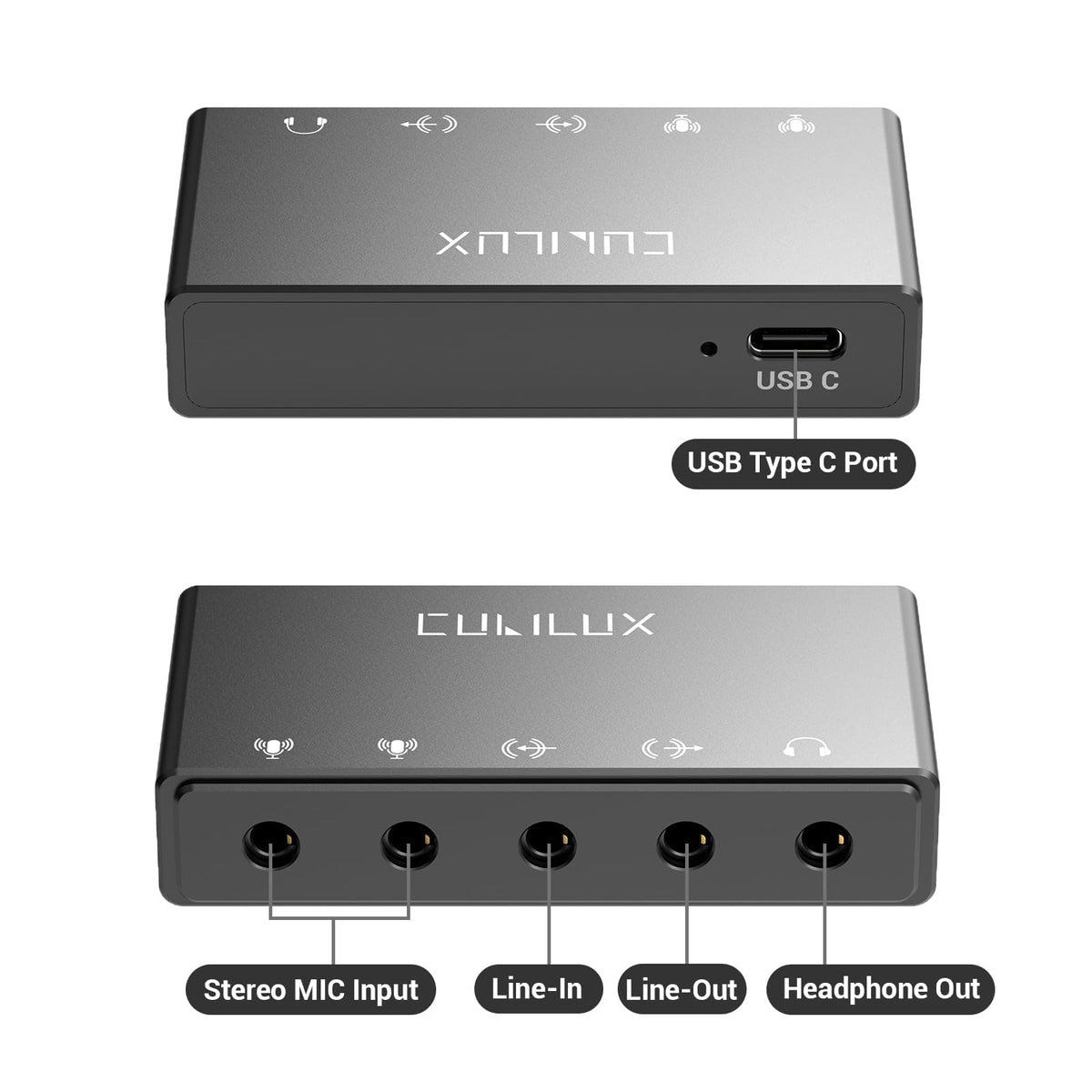 USB Audio Interface with Stereo Microphone Input and Headphone Jack O852763