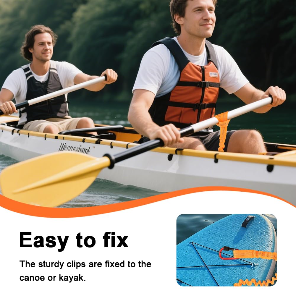 Stretchable Kayak Paddle Leash with Locking Carabiner E167084