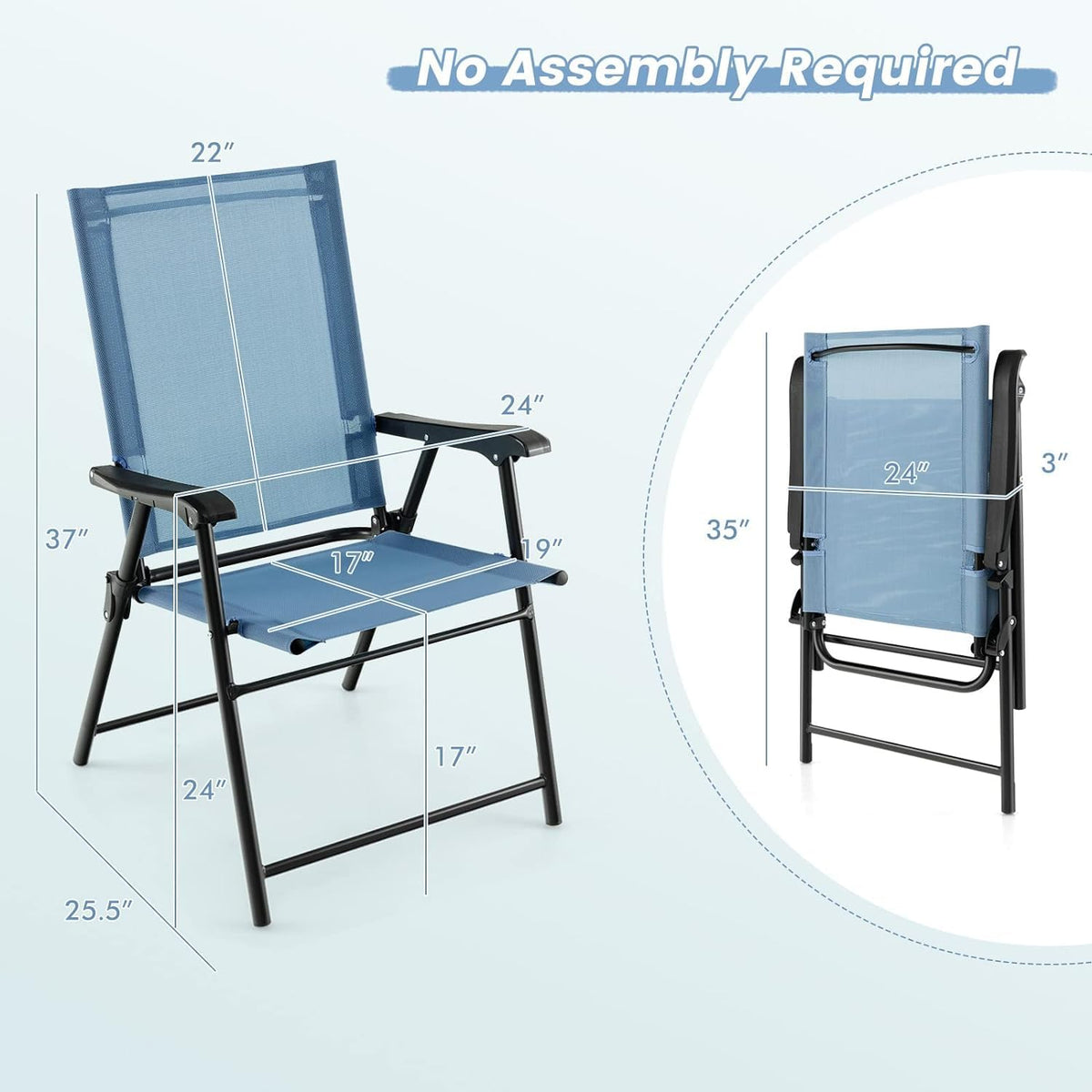 Blue Set of 2 Folding Sling Chairs I692061
