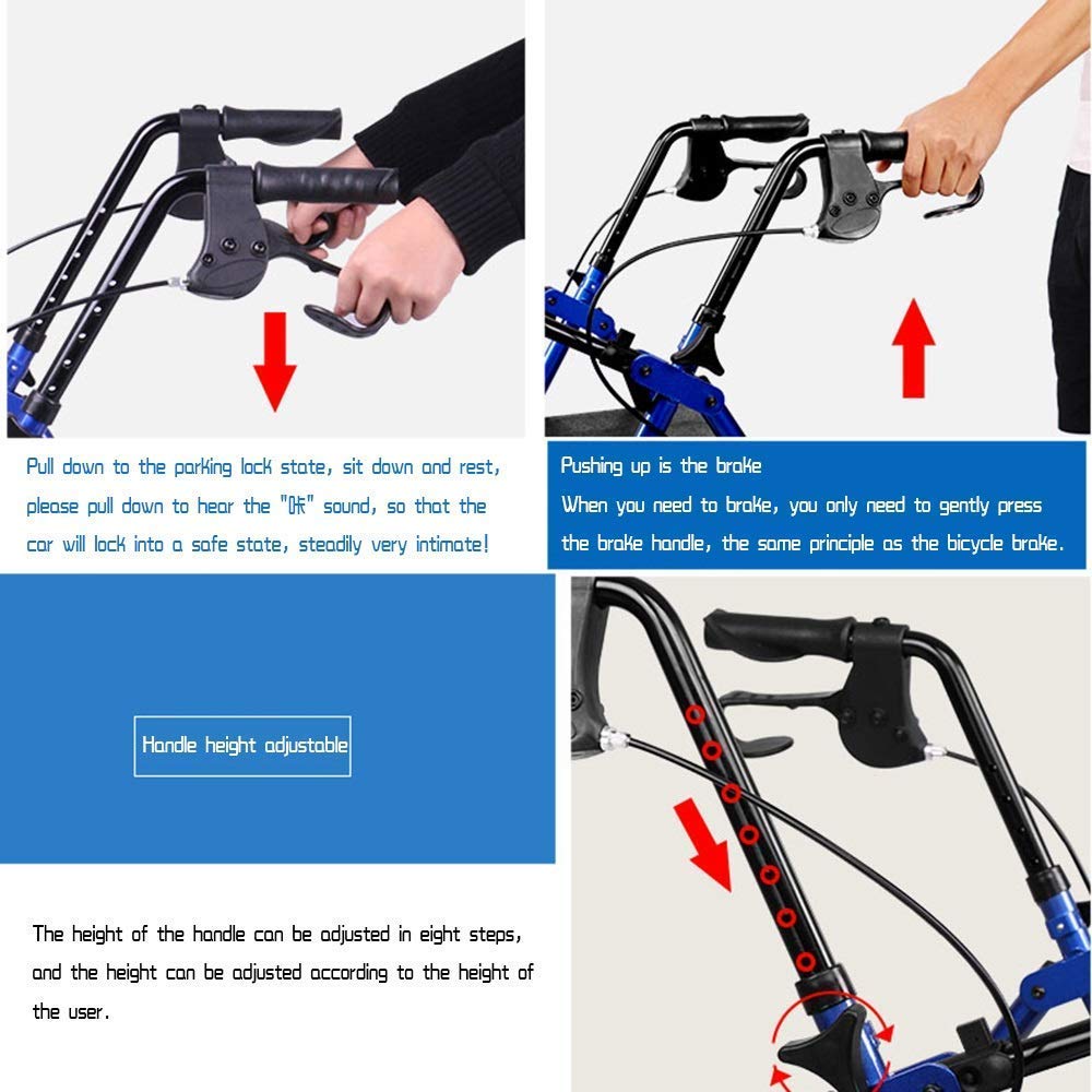 Heavy Duty Folding Aluminum Rollator Walker with Seat and Wheels Q845247