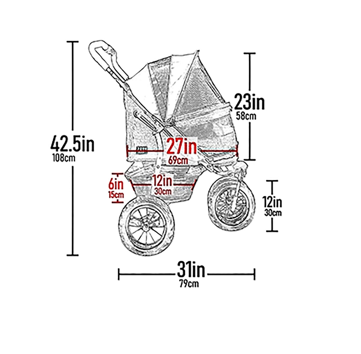 Double Pet Stroller with Weather Cover P26112