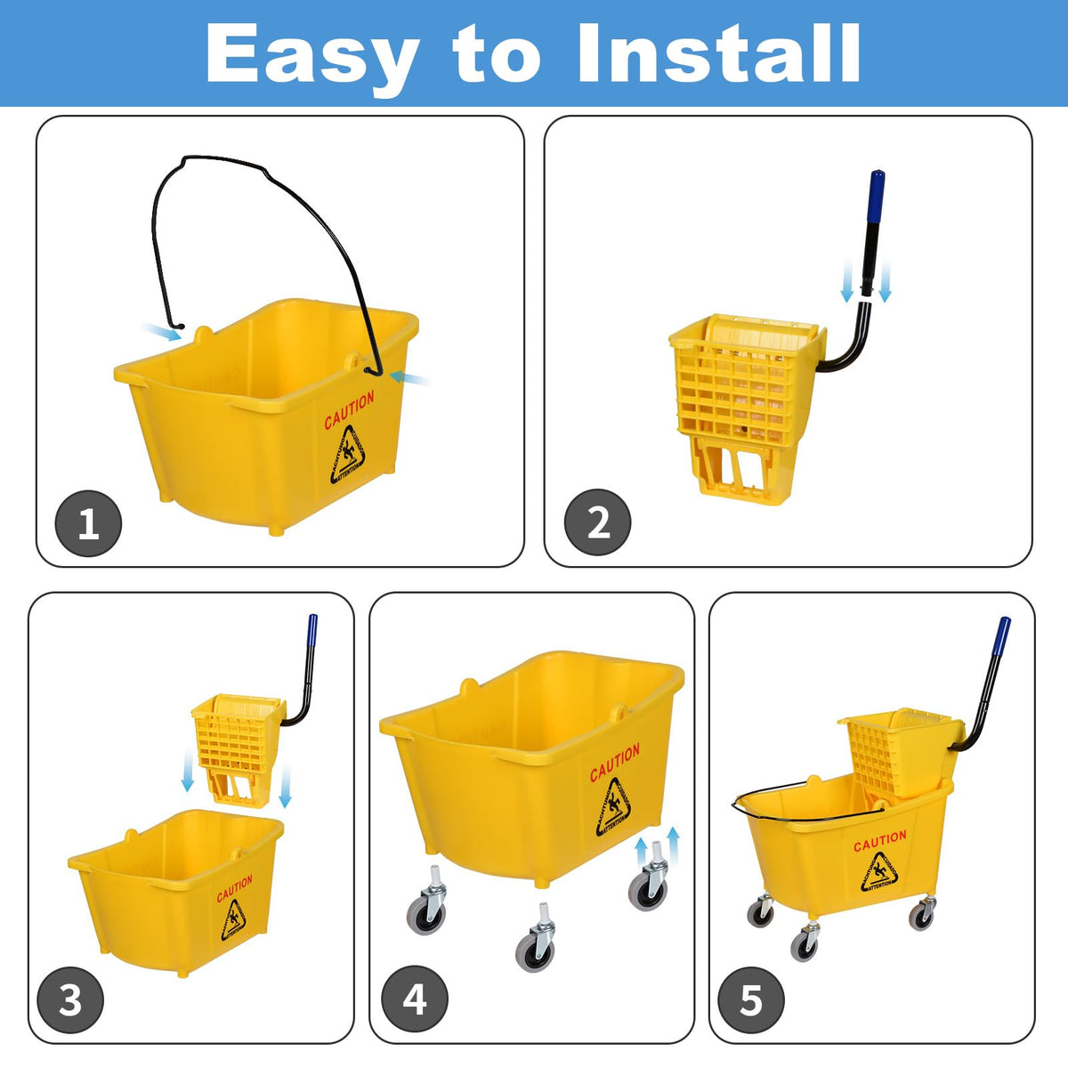 Commercial Mop Bucket on Wheels, 35-Quart H61981