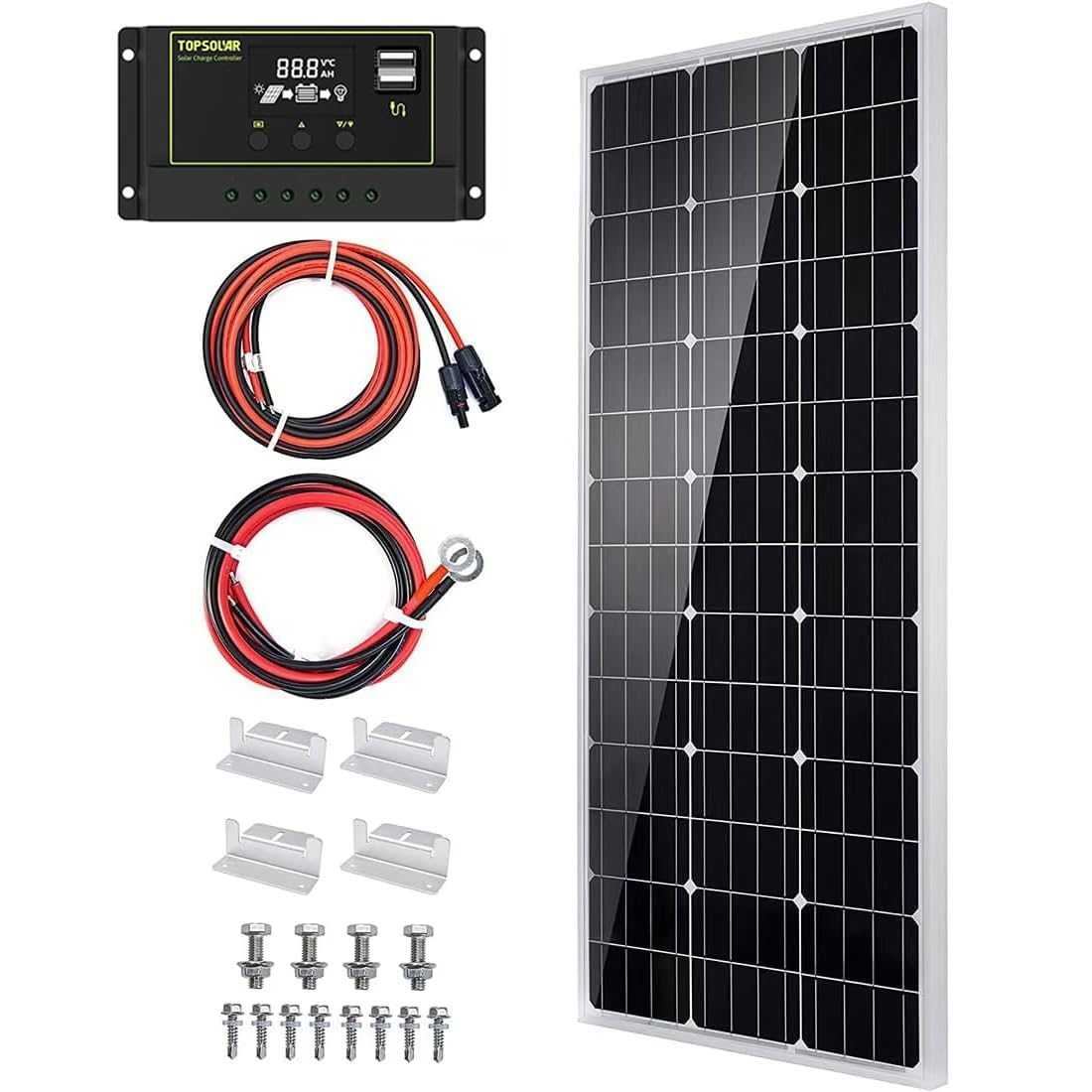 100 Watt 12 Volt Monocrystalline Solar Panel Kit K8582