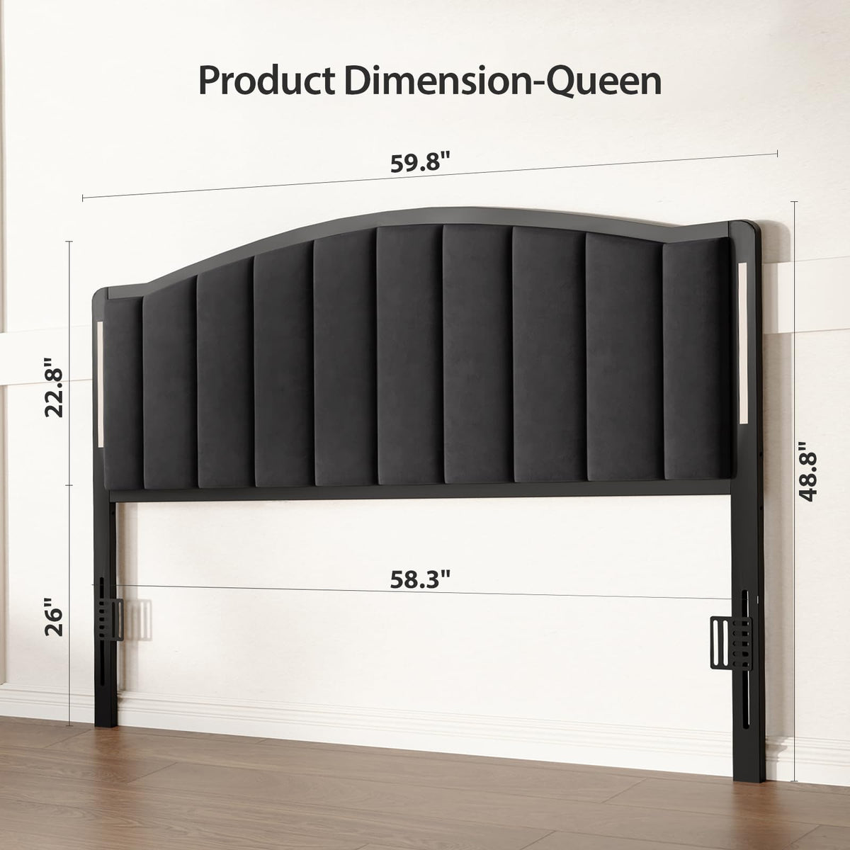 Upholstered Tufting Headboard Queen Size with Lights N38877