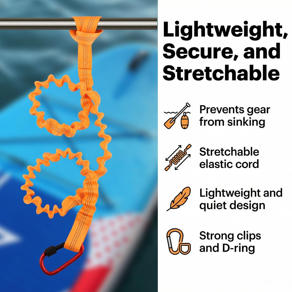 Stretchable Kayak Paddle Leash with Locking Carabiner E167084