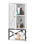 White and Black Corner Wall Cabinet with Adjustable Shelf F838