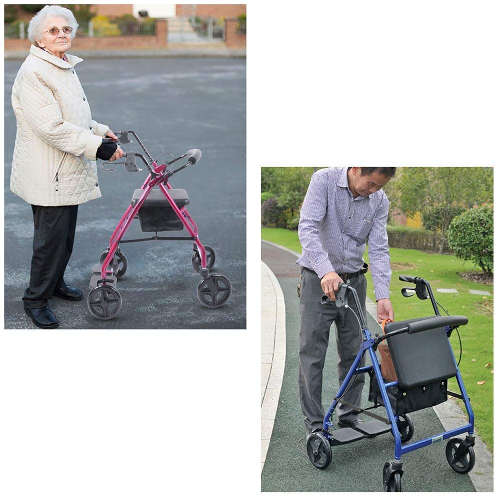 Heavy Duty Folding Aluminum Rollator Walker with Seat and Wheels Q845247