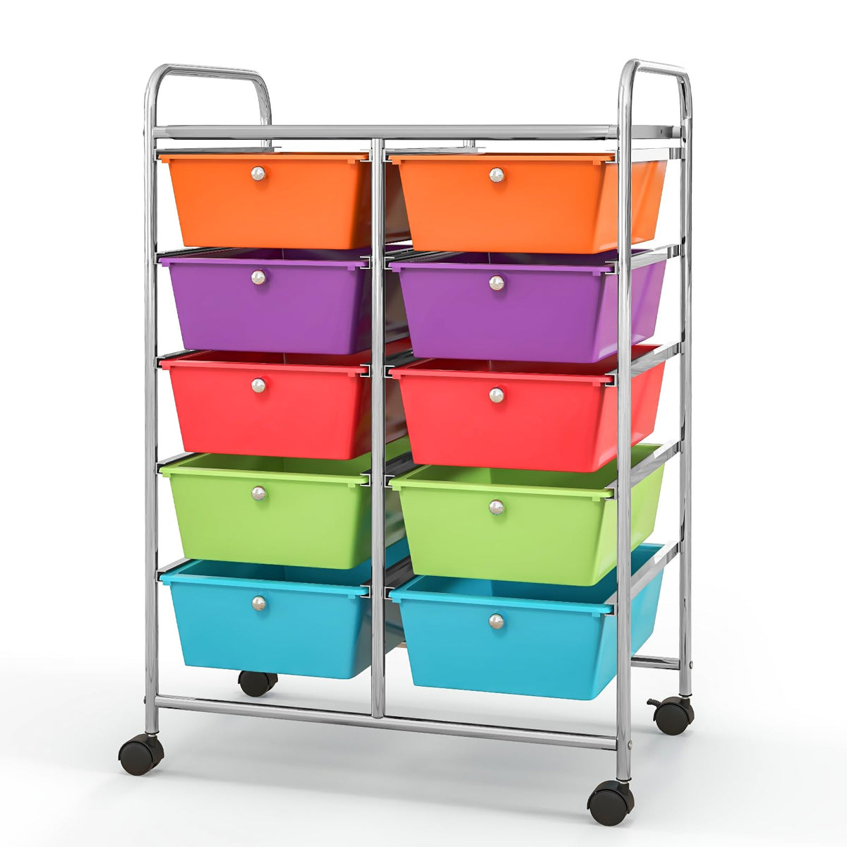 10 Drawer Rolling Storage Cart with Metal Frame S6120