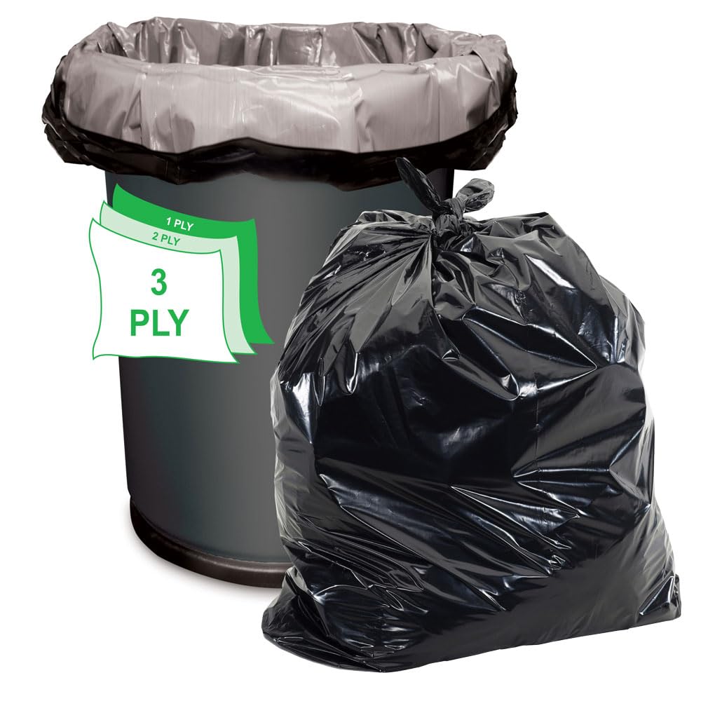 Black 40-45 Gal Trash Bags, 1.5 MIL, 100 Pk B3292
