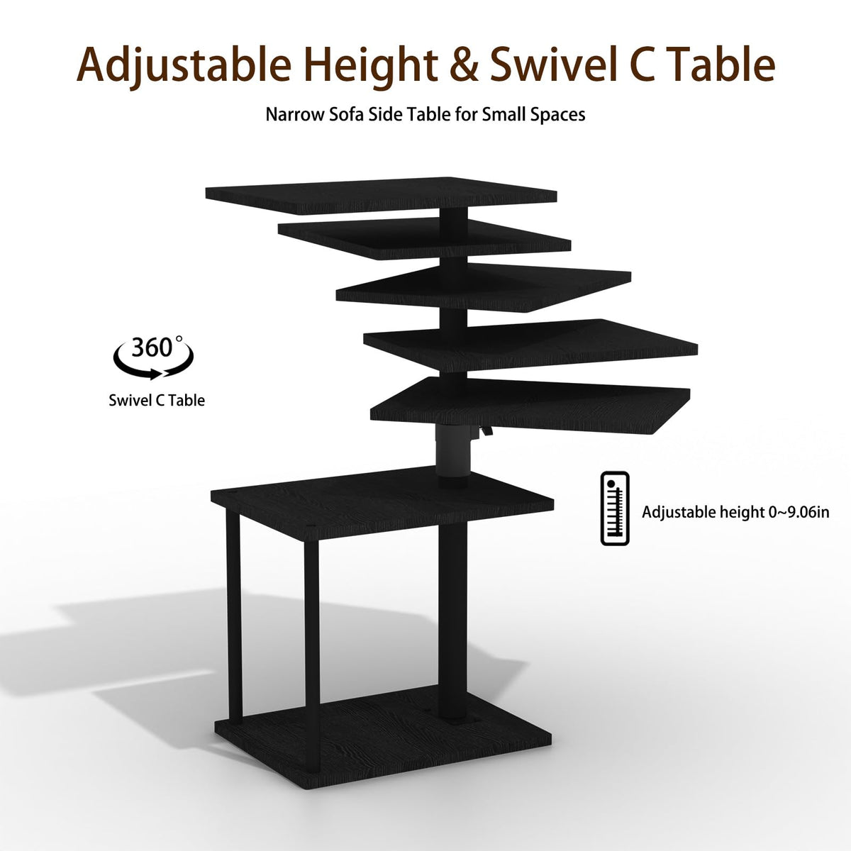 Swivel Side Table with Storage Shelf K734907