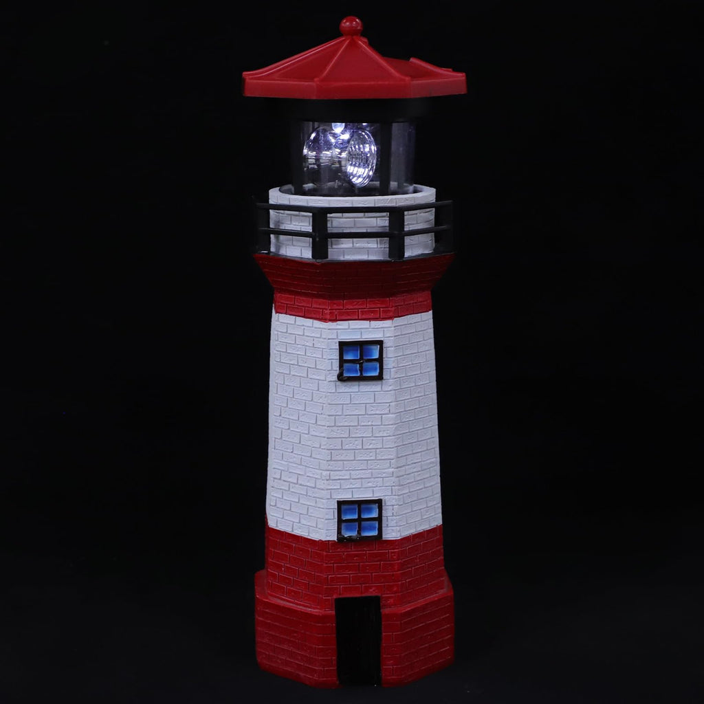 Rotating LED Lighthouse Resin Garden Lamp E658