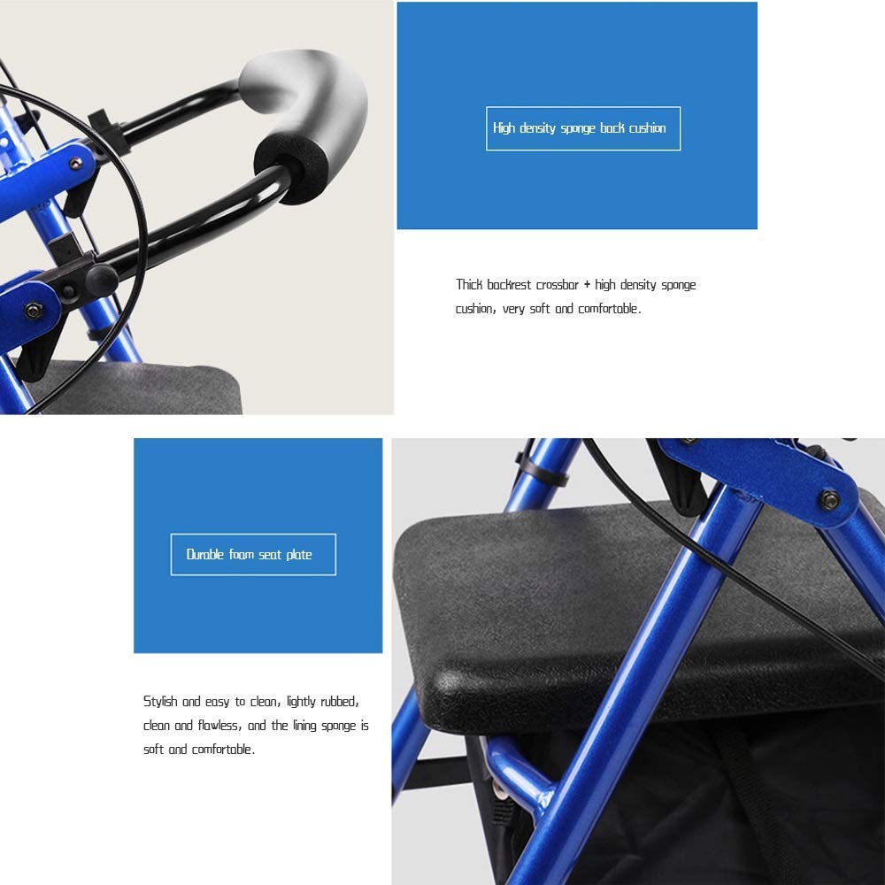 Heavy Duty Folding Aluminum Rollator Walker with Seat and Wheels Q845247