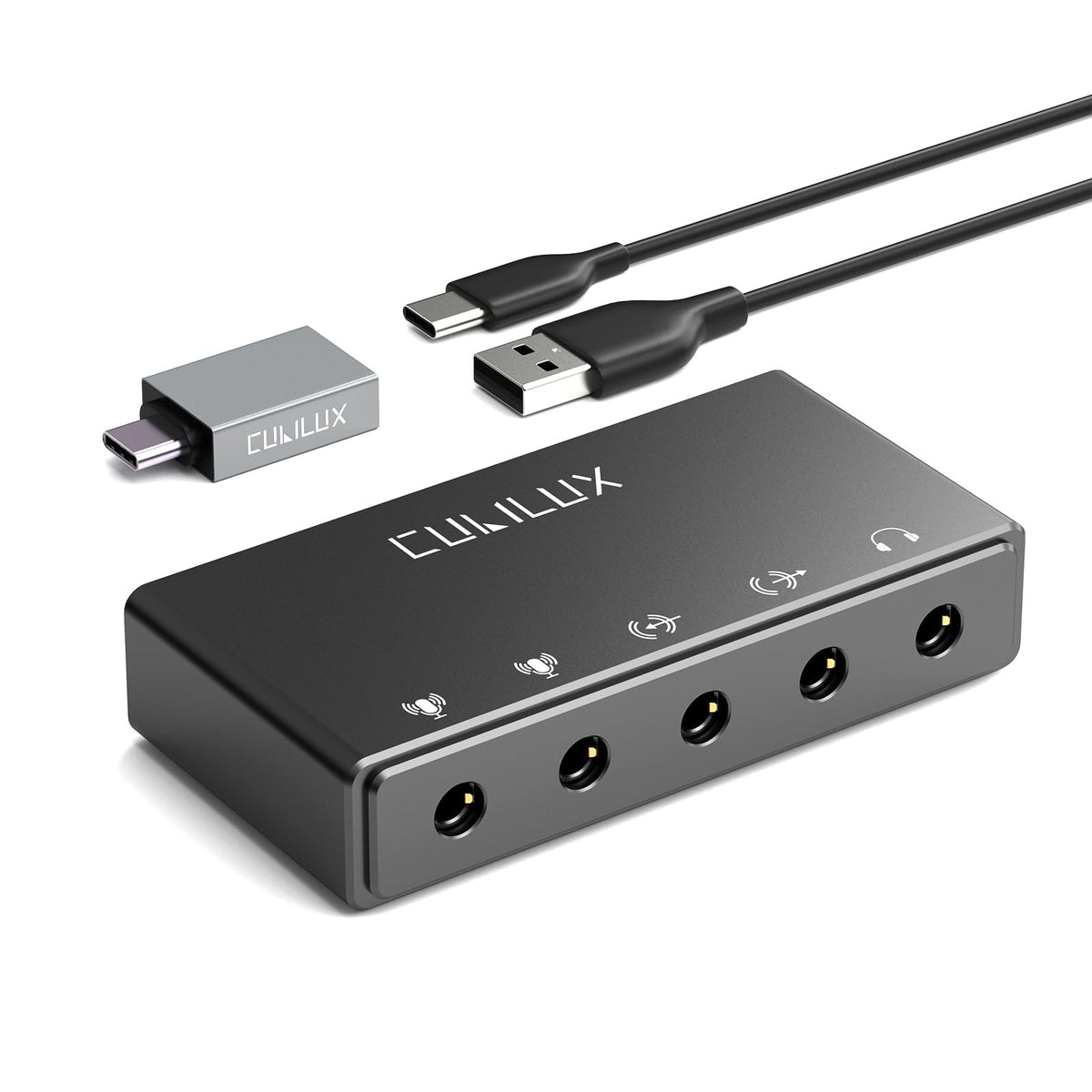 USB Audio Interface with Stereo Microphone Input and Headphone Jack O852763