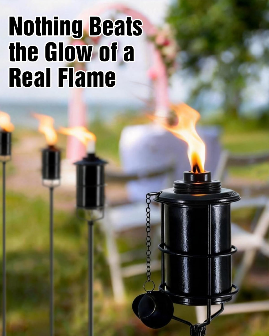 4 Pcs 59In 16oz Metal Citronella Torches M5350