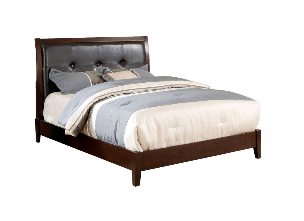 Brown Cherry Eastern King Leatherette Platform Bed B814