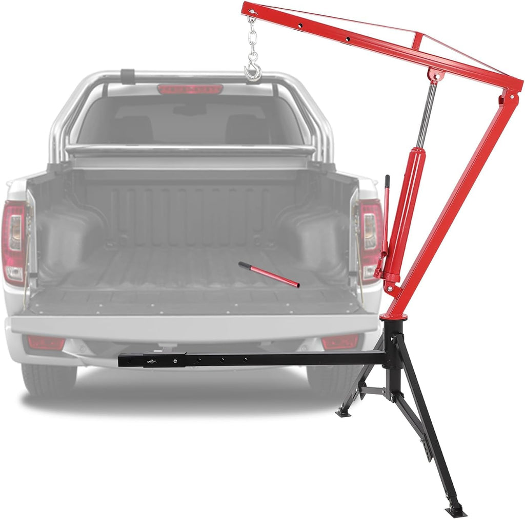 Hydraulic Pickup Truck Crane, 1000 Lbs Capacity, 360° Swivel, Red S772211