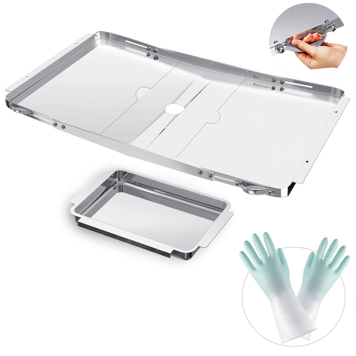 Adjustable Stainless Steel Grill Grease Tray with Catch Pan M297