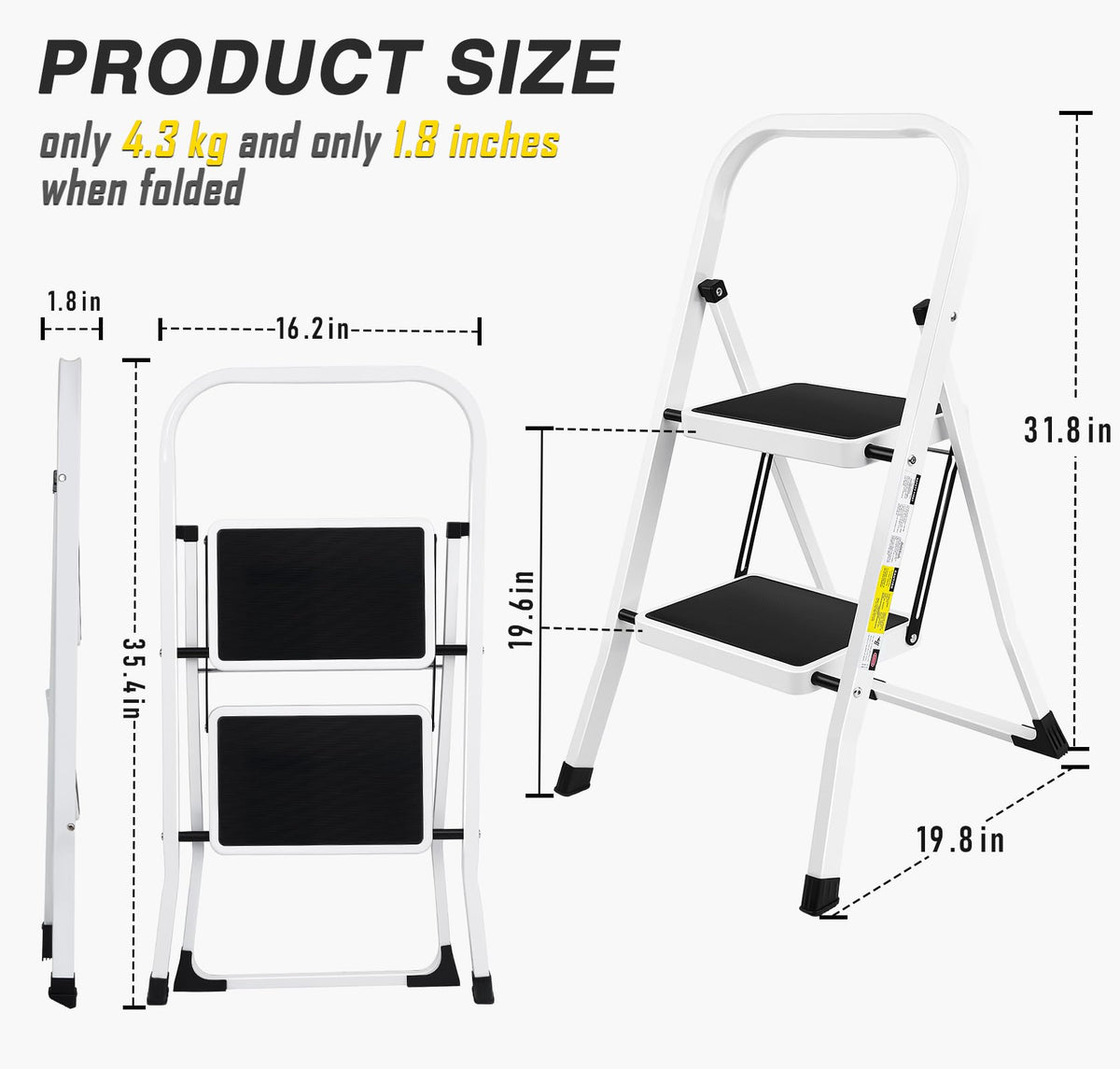 2 Step Folding Stool with Anti-Slip Pedal G3985