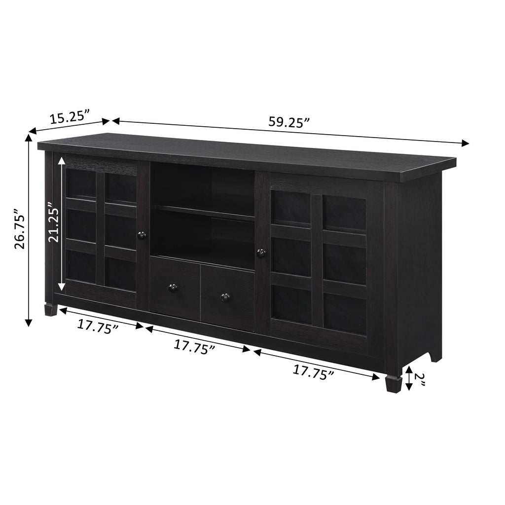 Espresso 1 Drawer TV Stand with Storage Cabinets and Shelves Q5892
