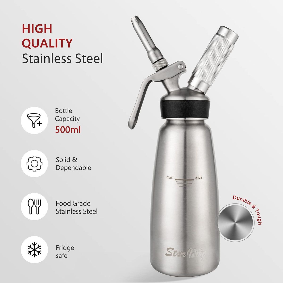 Spare Parts and Accessories for Whipped Cream Dispenser 304 Stainless Steel D495