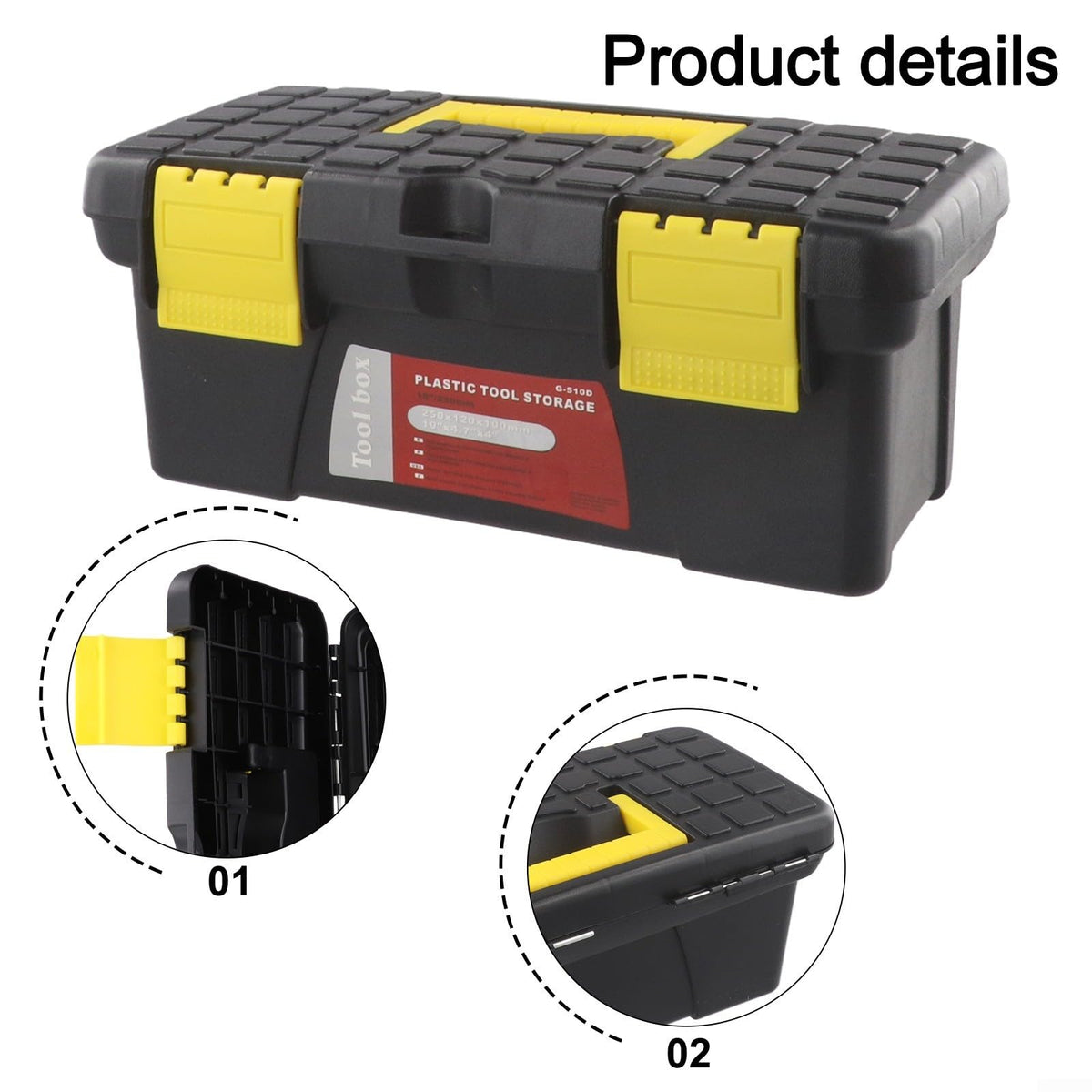 10 Inch Black Plastic Tool Storage Box H821764