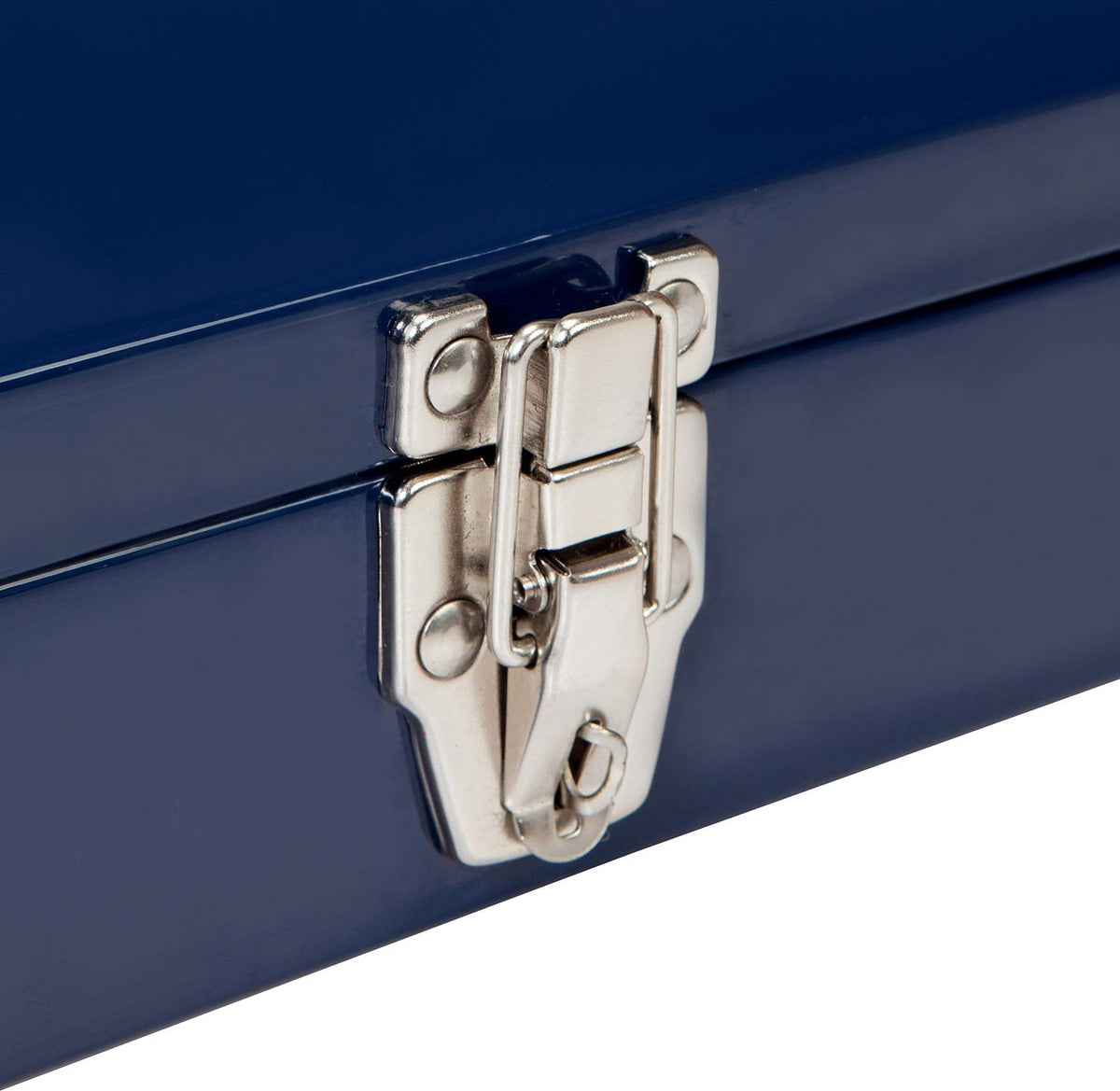 16" Portable Steel Tool Box with Metal Latch Closure, Blue I464