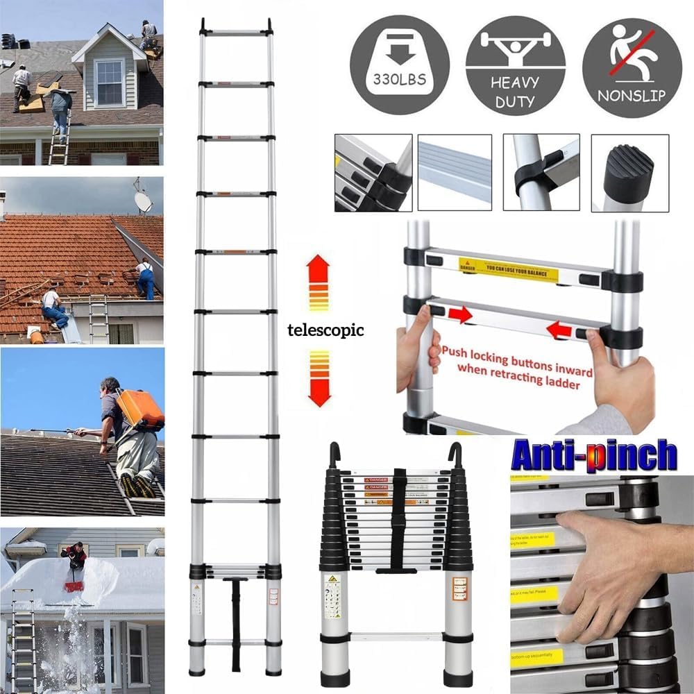 Aluminum Telescoping Ladder 20 FT 330 Lb Capacity U46050