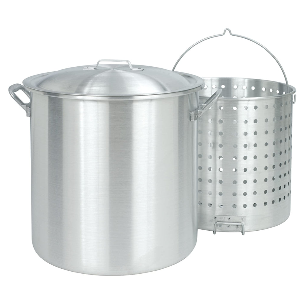80-qt Aluminum Boiler with Riveted Handles and Boiling Basket I60992