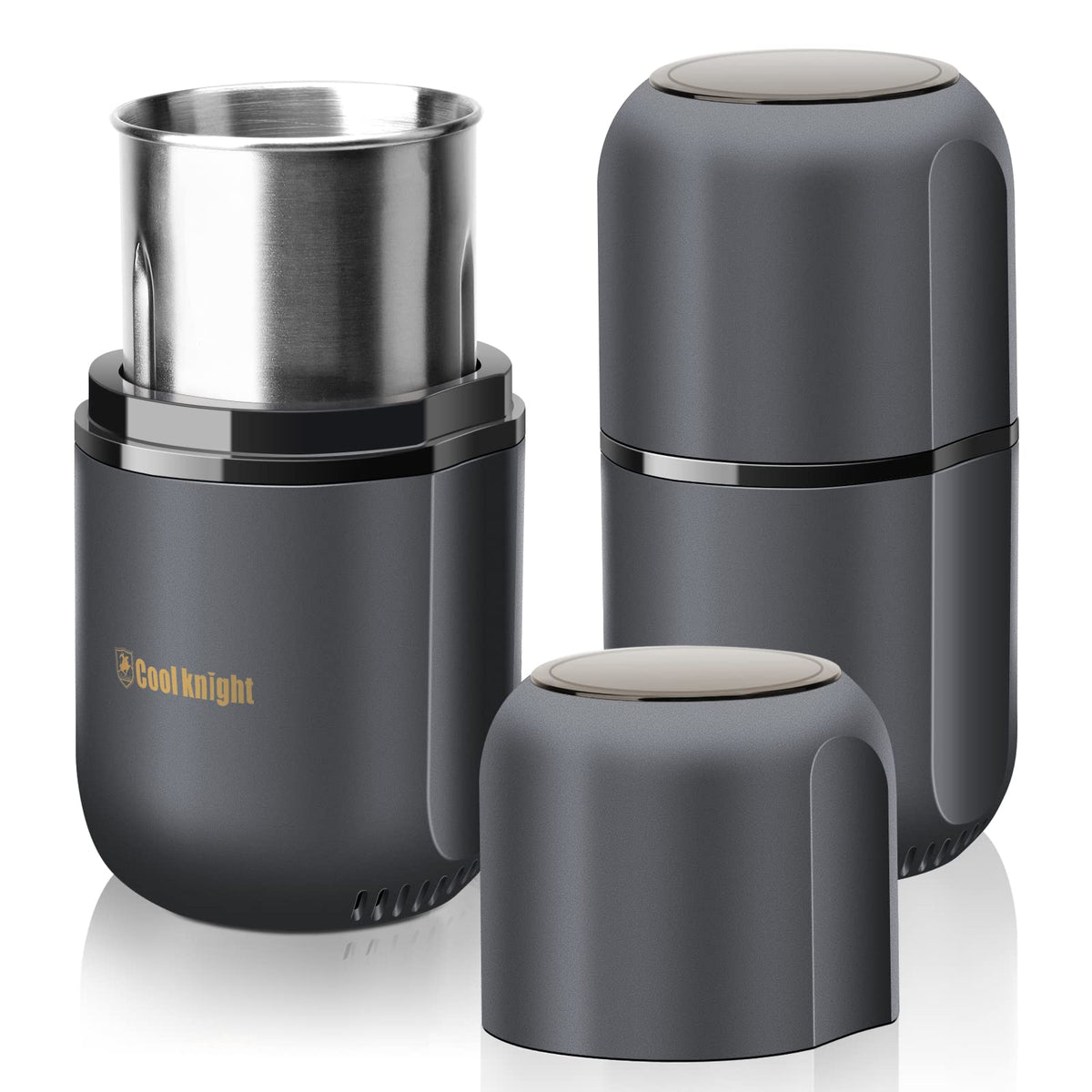 Electric Herb Grinder with Pollen Catcher 7.5" Grey T1115