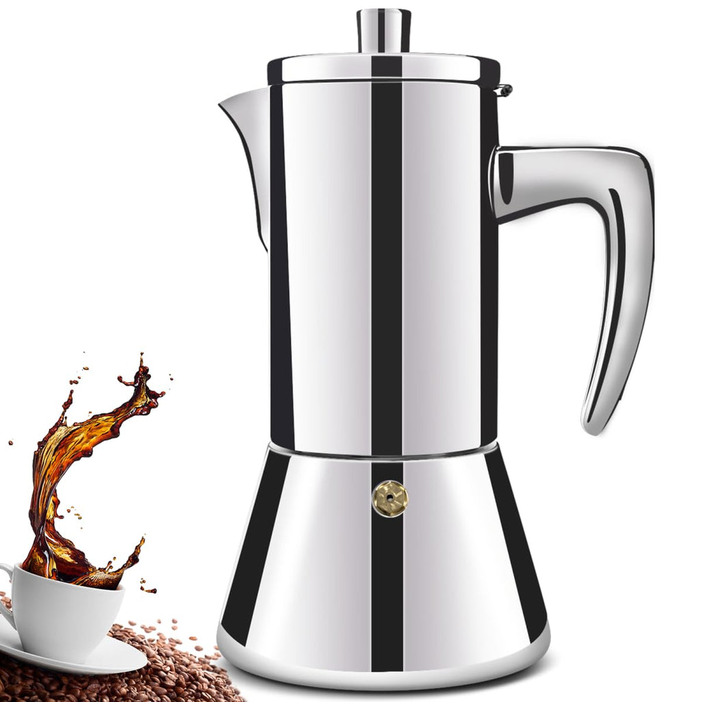 12 Cup 304 Stainless Steel Moka Pot Stovetop Espresso Maker 600ml O70405