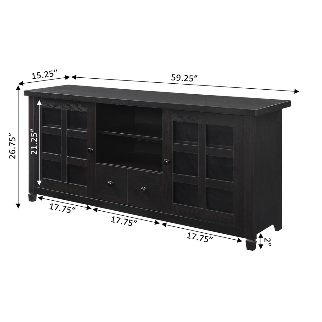 Espresso 1 Drawer TV Stand with Storage Cabinets and Shelves Q5892