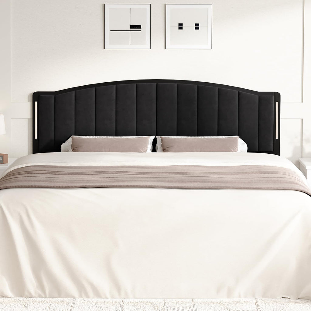 Upholstered Tufting Headboard Queen Size with Lights N38877
