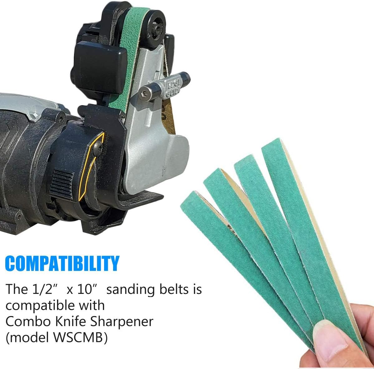24 Pack 1/2" x 10" Replacement Knife Sharpener Sander Belt Kit 80/120/240/400/1000/1200 Grits Q76675
