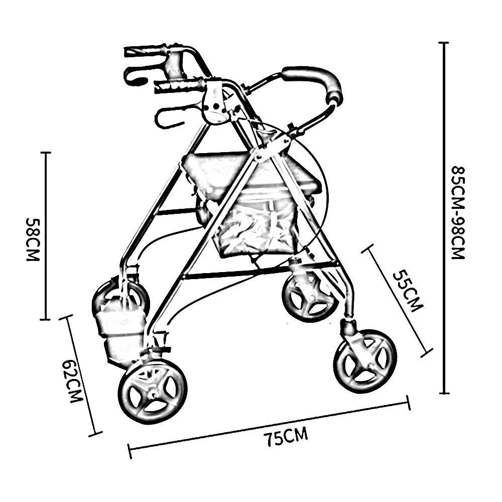 Heavy Duty Folding Aluminum Rollator Walker with Seat and Wheels Q845247