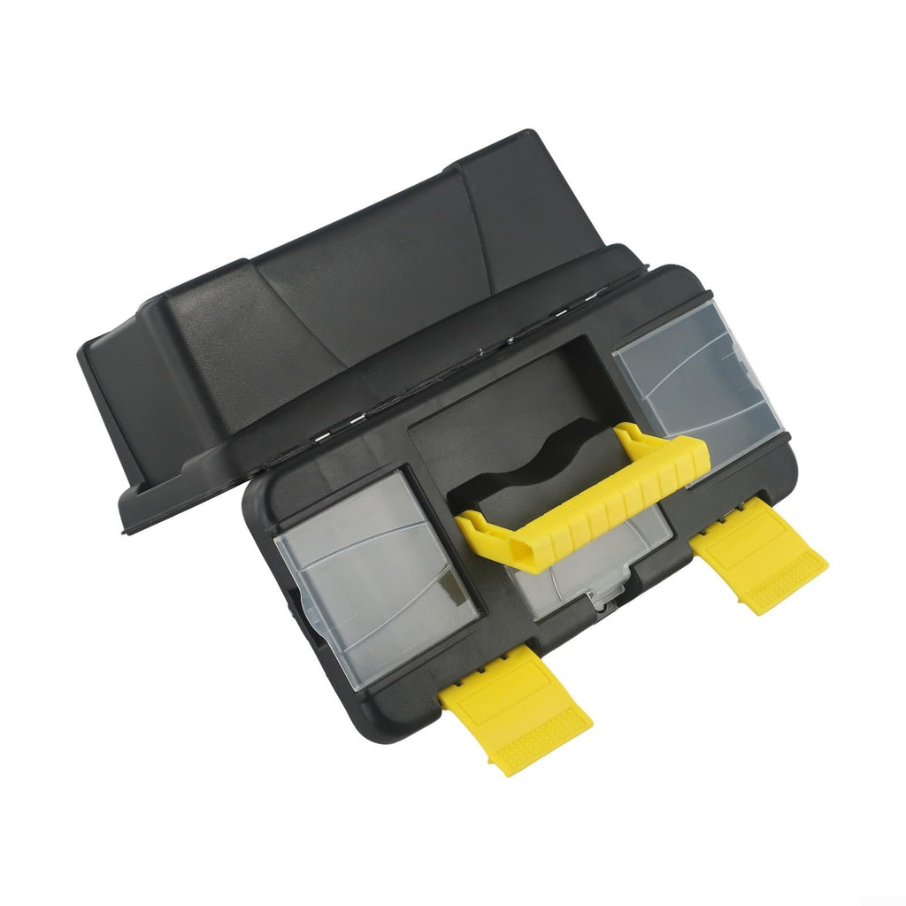 10-Inch Plastic Tool Box with Reinforced Handle and Secure Latches Y808626